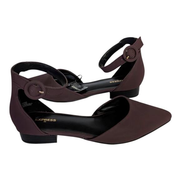 Burgundy Express Block Flats With Ankle Strap 7 - Picture 8 of 13